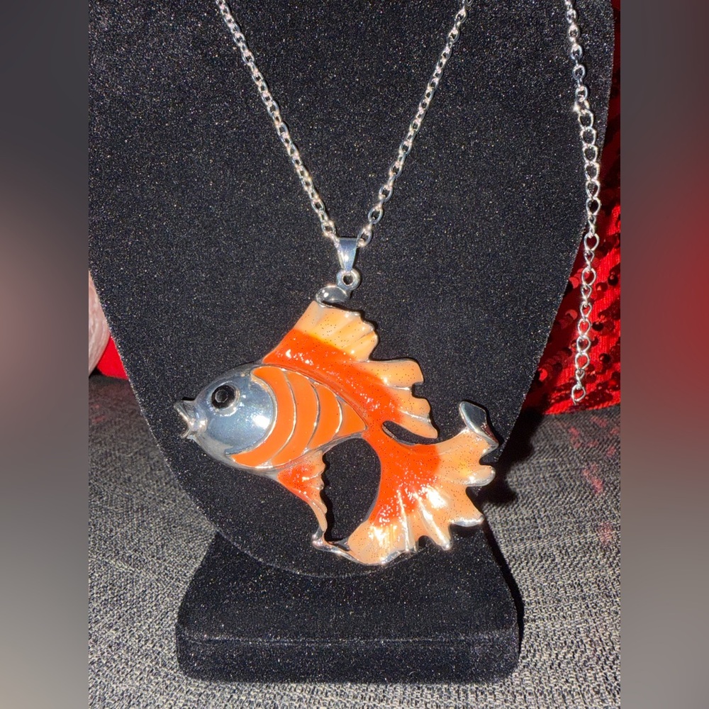 Paparazzi Orange Goldfish Pendant Necklace